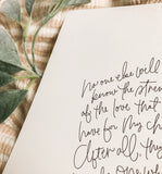The Love for My Child | Hand Lettered Print